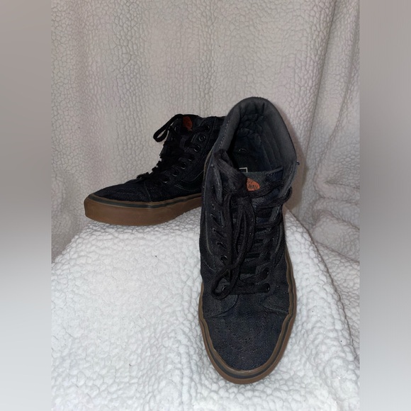 VANS HIGH TOP BLACK JEAN WITH TAN SOLE SIZE 6.5 : Preowned - Picture 2 of 10